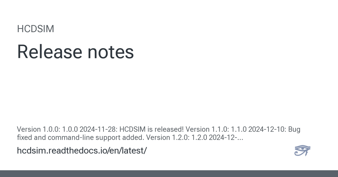 Release notes — HCDSIM